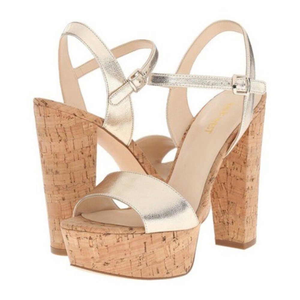 NWOB Nine West Carnation Metallic Platform Cork Sandals